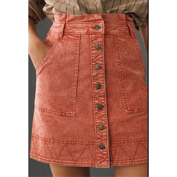 NWT Anthropologie Pilcro Denim Buttondown Skirt, S 6, $138 F10 - Picture 3 of 13